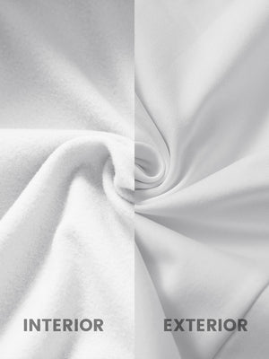 Close-up fabric detail of women's lightweight slim-fit puffer vest, smooth texture and white finish