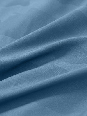 Close-up fabric texture detail of grey blue water-resistant short sleeve q-zip hoodie for boys