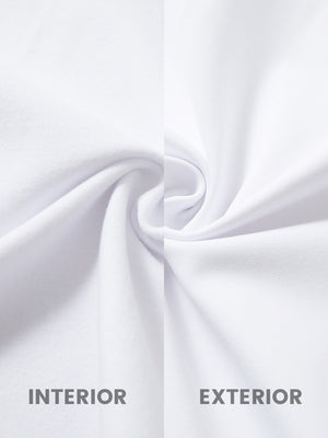Close-up of the inner and outer fabric of kids soft lightweight fleece lined jacket in white.