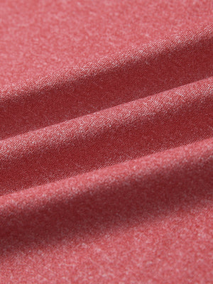 Close-up fabric detail of moisture wicking quarter zip pullover, smooth knit and quick-dry feel in red melange