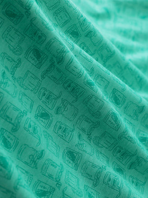 Fabric detail of Popular heather print polo with soft blended texture in green whiskey glass