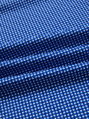 Close-up of cobalt wave full print lightweight quarter zip pullover fabric, soft and breathable texture