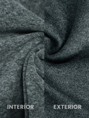 Close-up of green heather classic heather fleece hoodie fabric showing soft, brushed interior and textured exterior.
