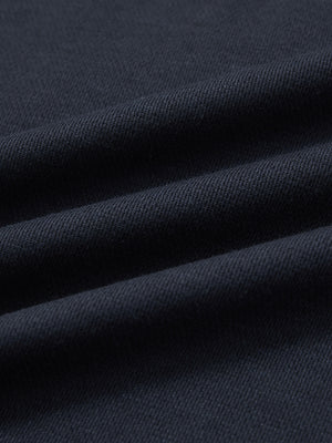 Fabric detail of Premium jacquard quarter zip pullover with textured weave in navy