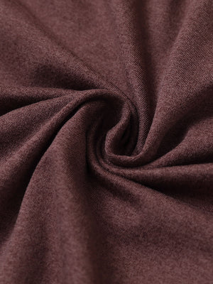 Fabric close-up of quarter zip hoodie with kangaroo pocket, soft texture and cozy feel in brick heather