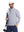 Model wearing two tone pique cotton blend q-zip in navy, hand in pocket with tennis bag
