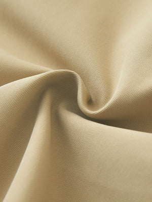 Close-up of fabric on water resistant versatile 8 pockets shorts, showing texture and finish in khaki.