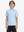 Model front upper body wearing Stylish print boys polo shirts in fresh blue dinosaur style