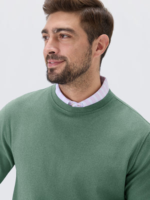 Heather Brushed Rib Knit Crewneck Sweatshirt