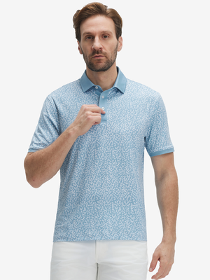 Stylish Full Print Contrast Collared Golf Polo Shirts