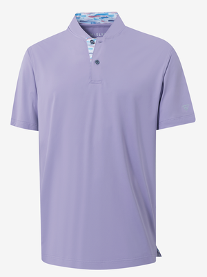 3D render of lavender Moisture-Wicking Short Sleeve Henley Shirt.