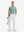 Full-body front view: model in grey green moisture-wicking short sleeve henley shirt carrying golf bag.