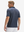 Back half-body of model in dark blue windmill lightweight stretch upgraded print golf polo shirts