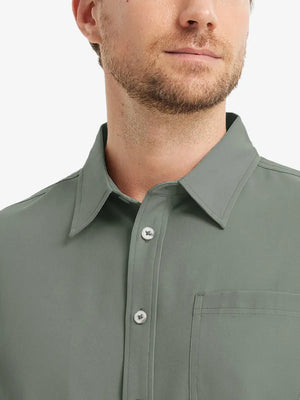 Front view from nose to chest showcasing the crisp OLIVE GREEN polo.