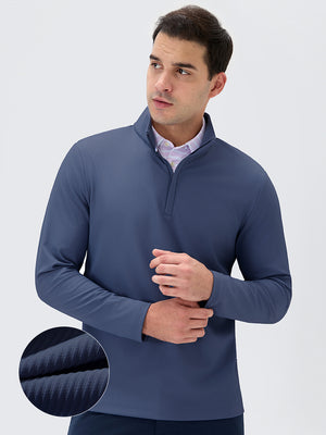 Ribbed Texture Nylon Quarter Zip Pullover