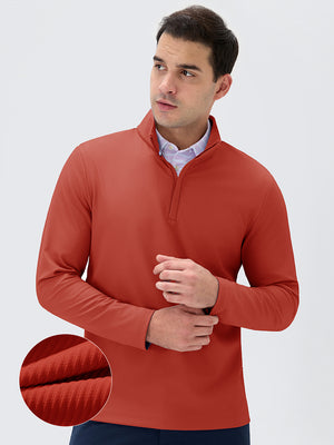 Ribbed Texture Nylon Quarter Zip Pullover