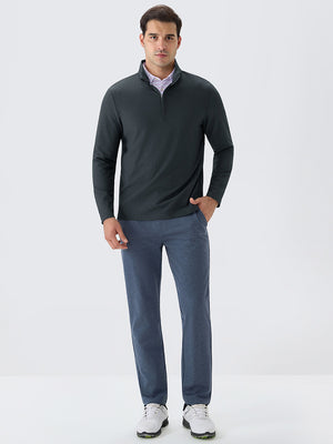 Ribbed Texture Nylon Quarter Zip Pullover