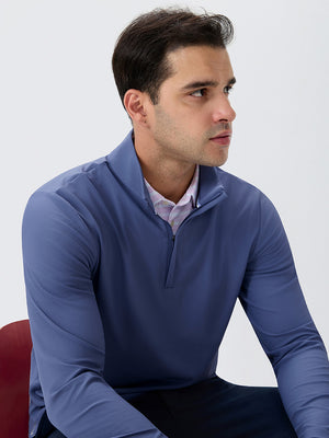 Ribbed Texture Nylon Quarter Zip Pullover