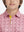 Collar close-up of Stylish print boys polo shirts with neat stitching in pink donut