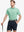 Full body front view of model wearing LIGHT GREEN Your Favorite Jacquard Polo, holding a golf club