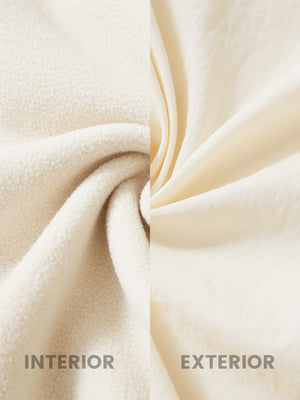 Close-up of inside and outside fabric of Beige Windproof Fleece Reversible Golf Vest.